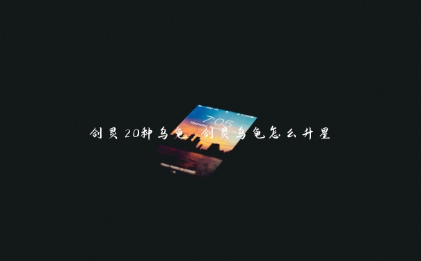 剑灵20种乌龟 剑灵乌龟怎么升星