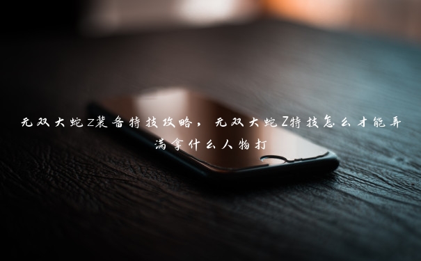 无双大蛇z装备特技攻略，无双大蛇Z特技怎么才能弄满拿什么人物打