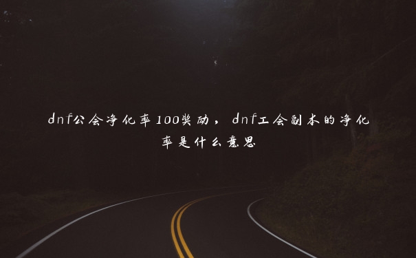 dnf公会净化率100奖励，dnf工会副本的净化率是什么意思