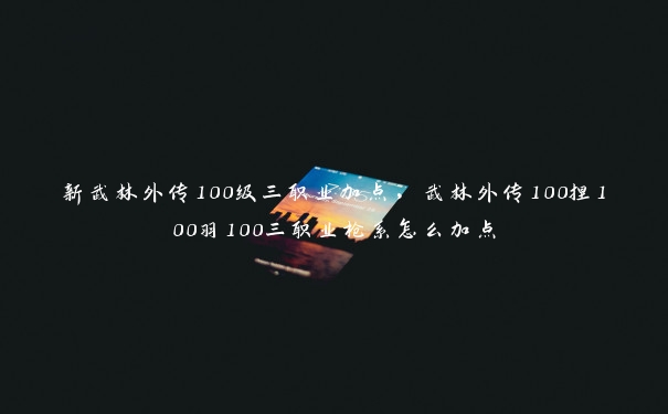 新武林外传100级三职业加点，武林外传100捏100羽100三职业枪系怎么加点