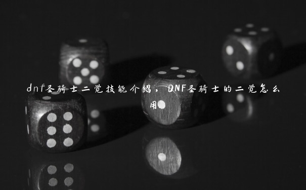 dnf圣骑士二觉技能介绍，DNF圣骑士的二觉怎么用